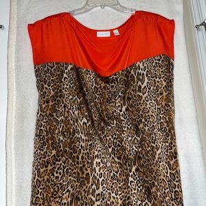 Leopard and orange work blouse. Size L. Great condition like new. Dress up/down
